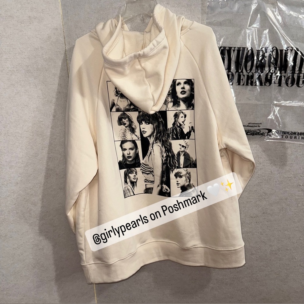 Taylor Swift Eras Tour Beige Hoodie Sweater NEW Official Merch